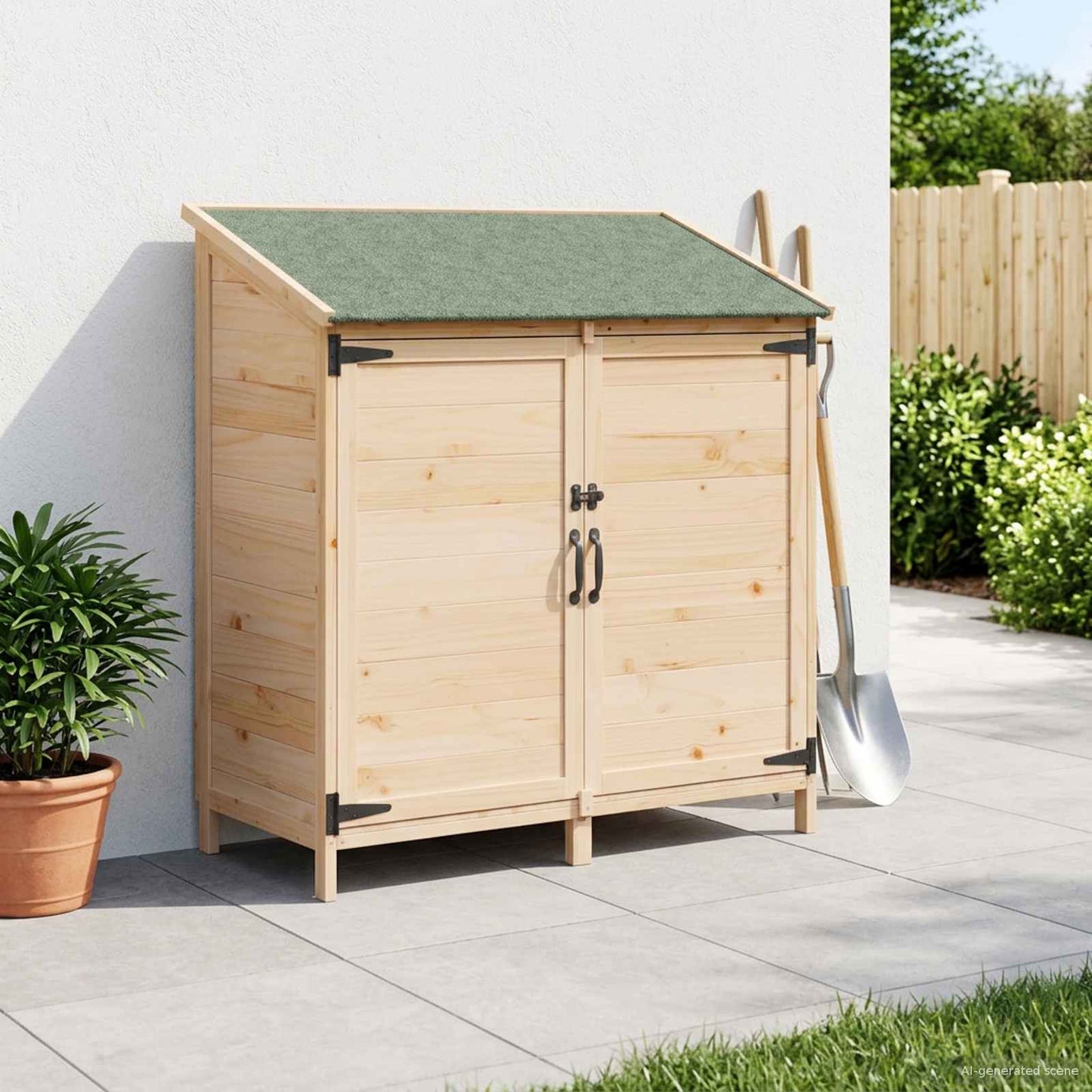 Gartenschuppen mit Dach mit Schloss Natur 106,5 x 56 x 113,5 cm