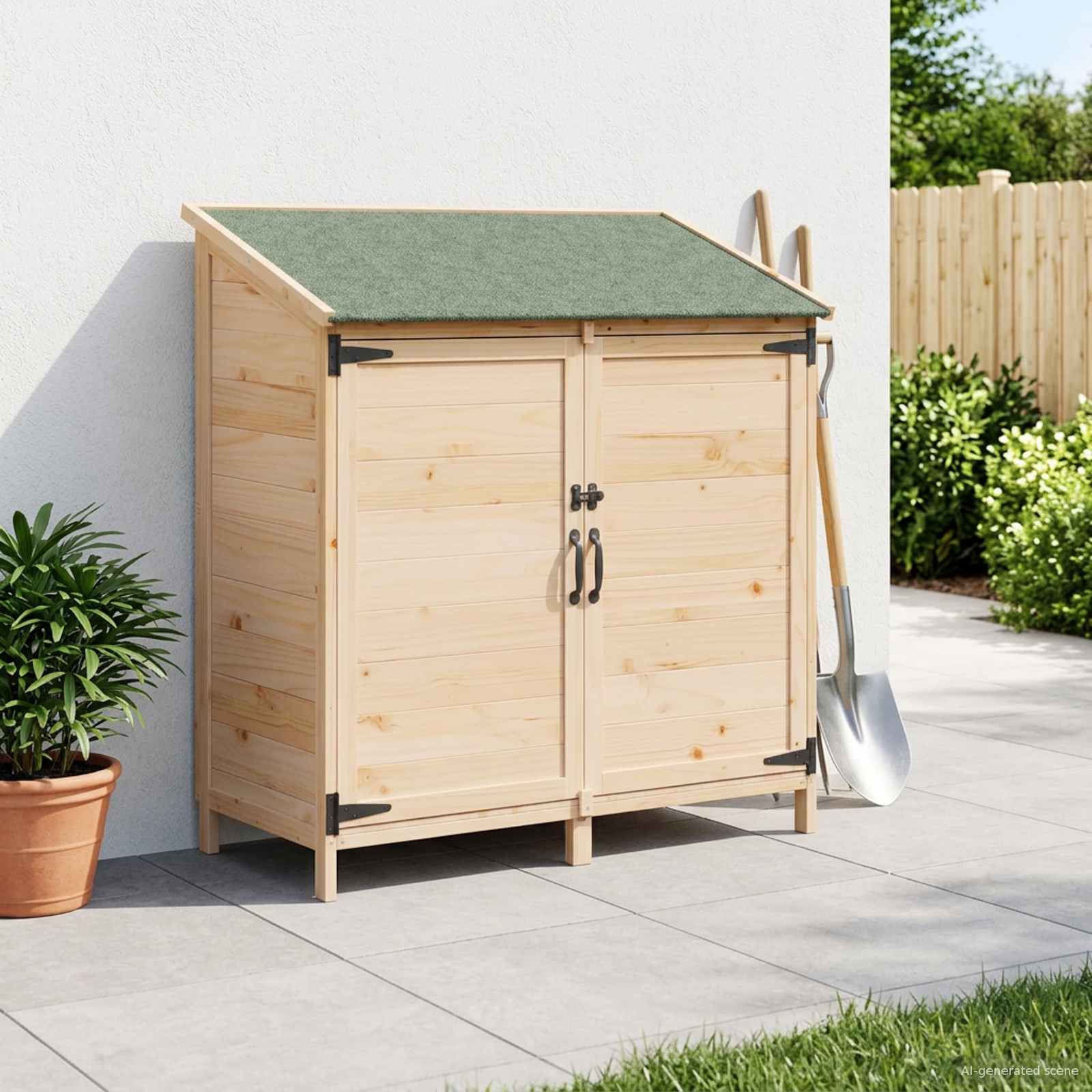 Gartenschuppen mit Dach mit Schloss Natur 106,5 x 56 x 113,5 cm