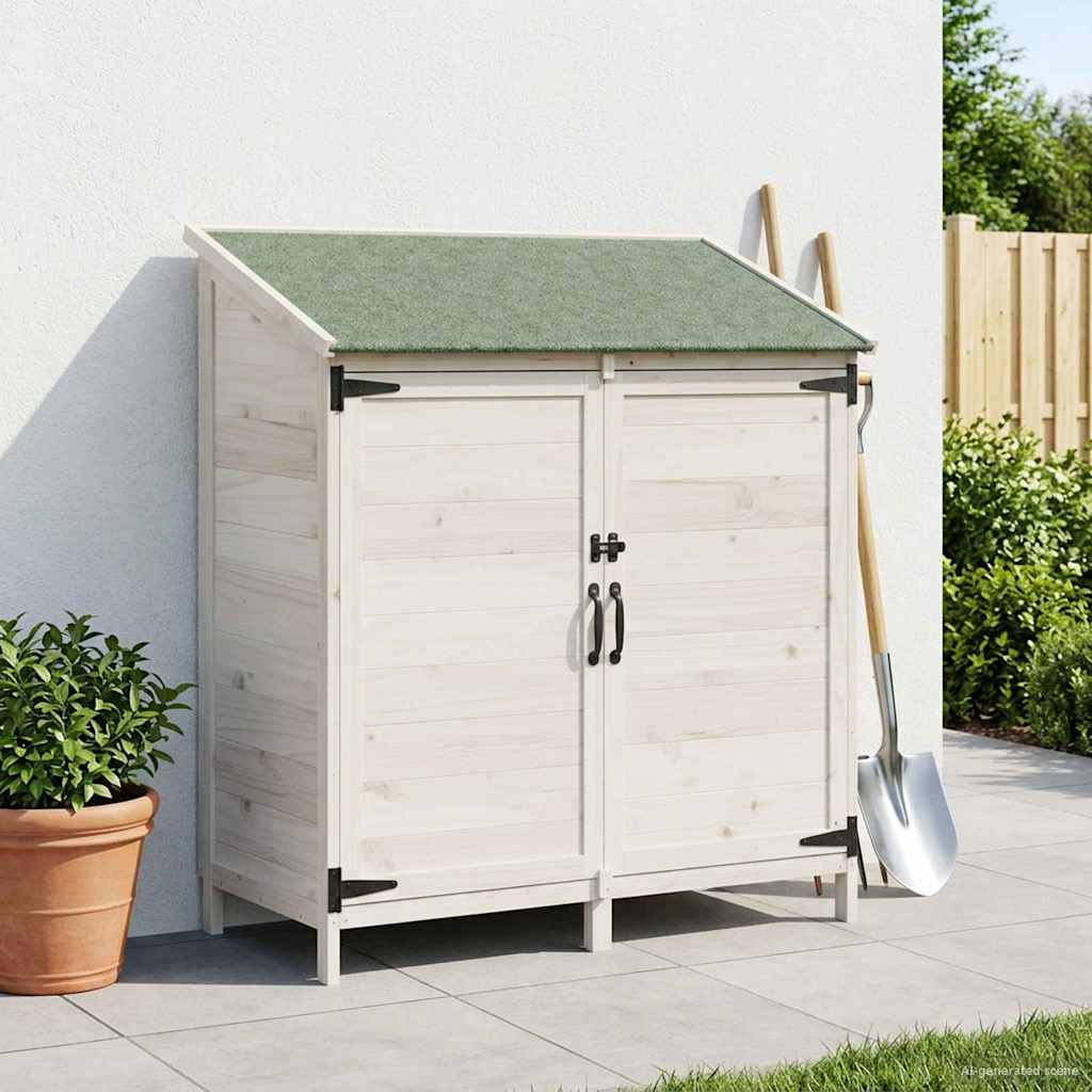 Gartenschuppen Weiß 106,5 x 56 x 113,5 cm Massivholz aus Fichte