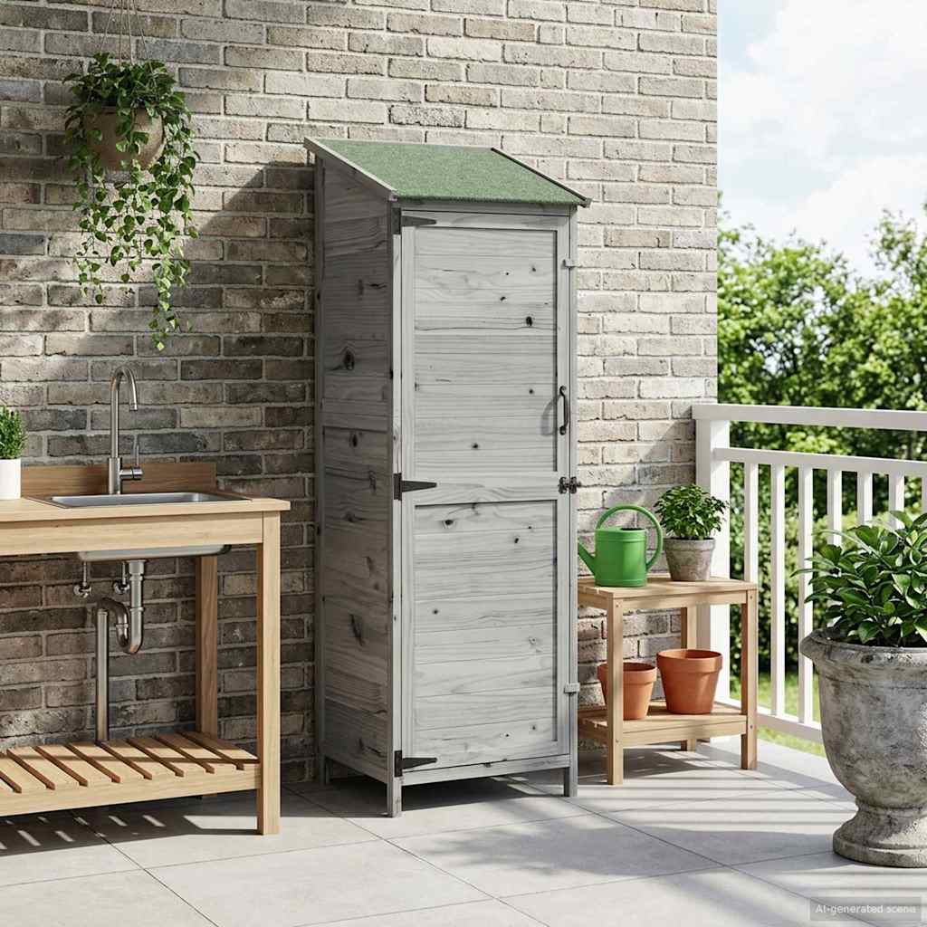 Gartenschuppen Grau 59,5 x 56 x 176,5 cm Massivholz aus Fichte