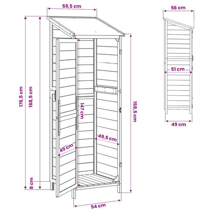 Gartenschuppen Braun 59,5 x 56 x 176,5 cm Massivholz aus Fichte