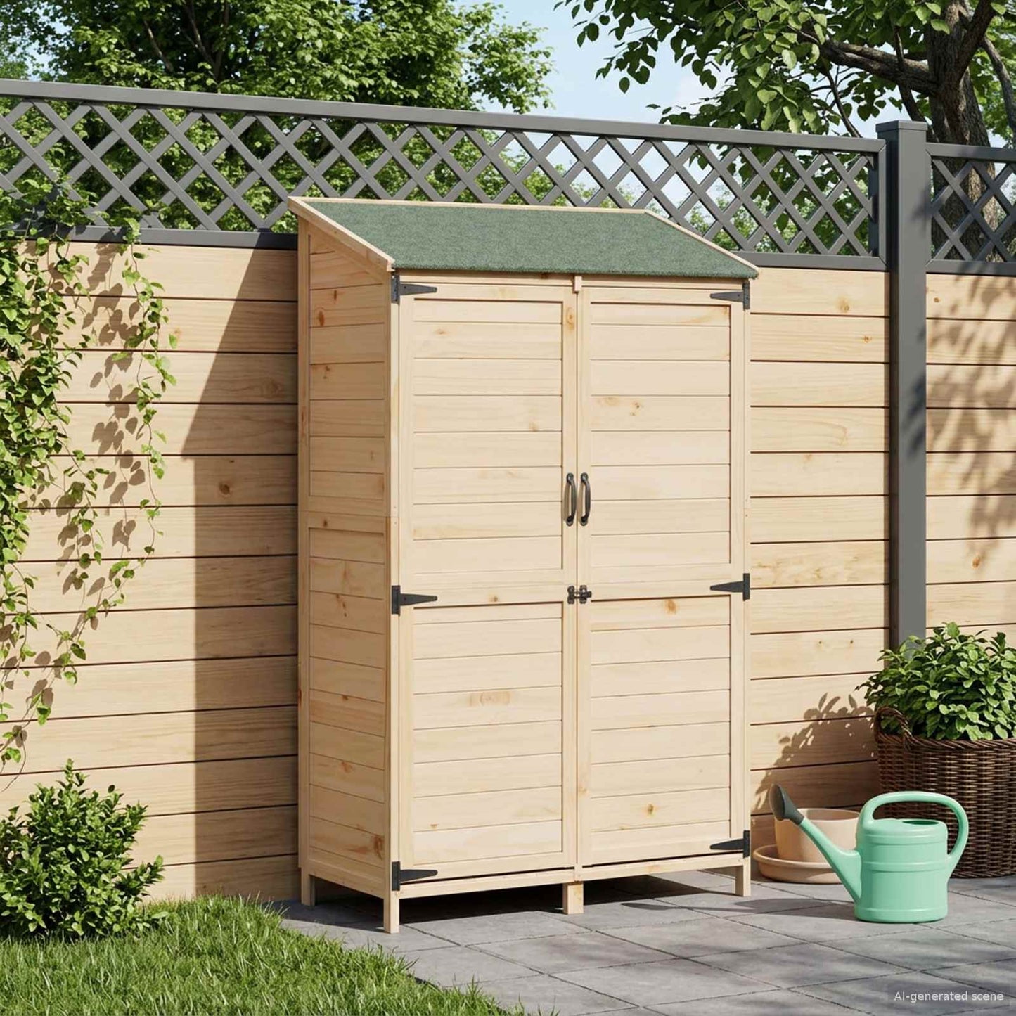 Gartenschuppen Natur 106,5 x 56 x 176 cm Massivholz aus Fichte