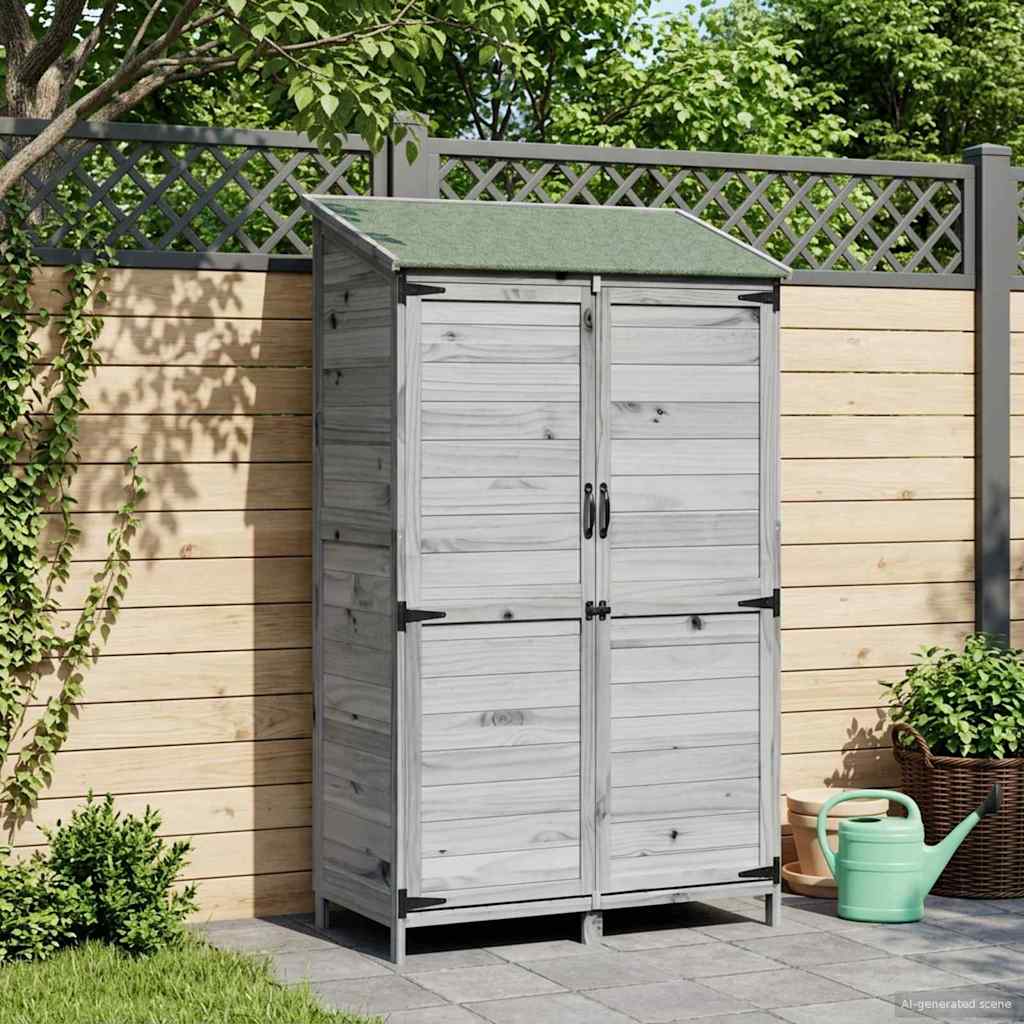 Gartenschuppen Grau 106,5 x 56 x 176 cm Massivholz aus Fichte