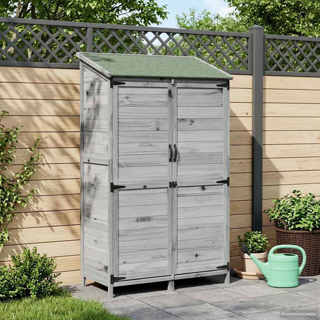 Gartenschuppen Grau 106,5 x 56 x 176 cm Massivholz aus Fichte