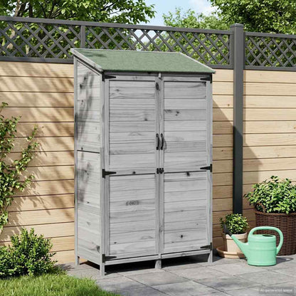 Gartenschuppen Grau 106 x 56 x 176,5 cm Massivholz aus Fichte