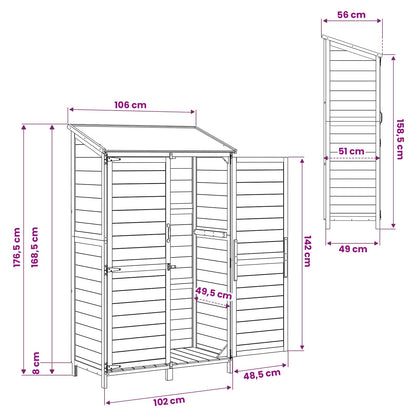 Gartenschuppen Braun 106 x 56 x 176,5 cm Massivholz aus Fichte