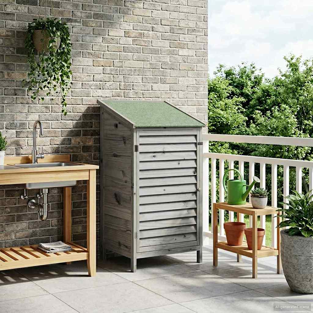 Gartenschuppen Grau 59 x 56 x 113,5 cm Massivholz aus Fichte