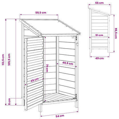 Gartenschuppen Grau 59,5 x 56 x 113,5 cm Massivholz aus Fichte
