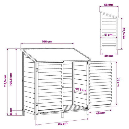 Gartenschuppen Natur 106 x 56 x 113,5 cm Massivholz aus Fichte