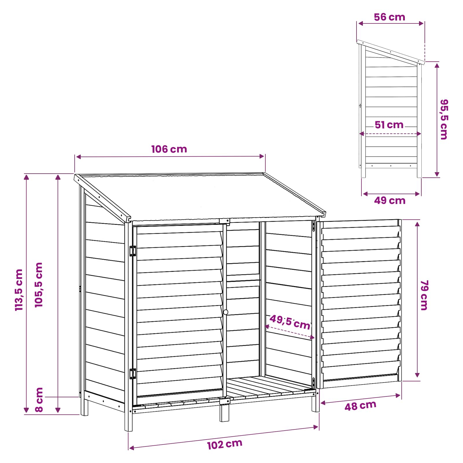 Gartenschuppen Braun 106 x 56 x 113,5 cm Massivholz aus Fichte