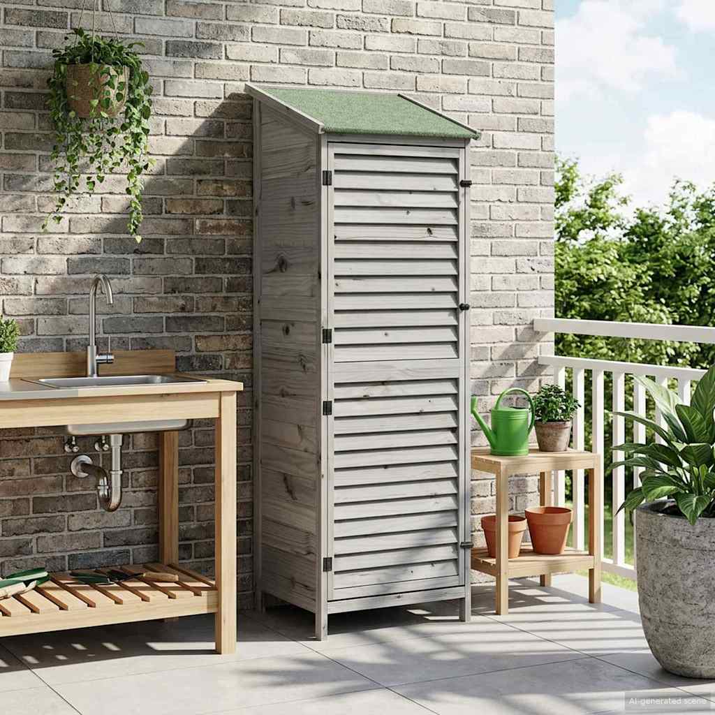 Gartenschuppen Grau 59 x 56 x 176 cm Massivholz aus Fichte