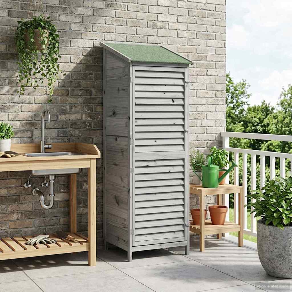 Gartenschuppen Grau 59 x 56 x 176 cm Massivholz aus Fichte
