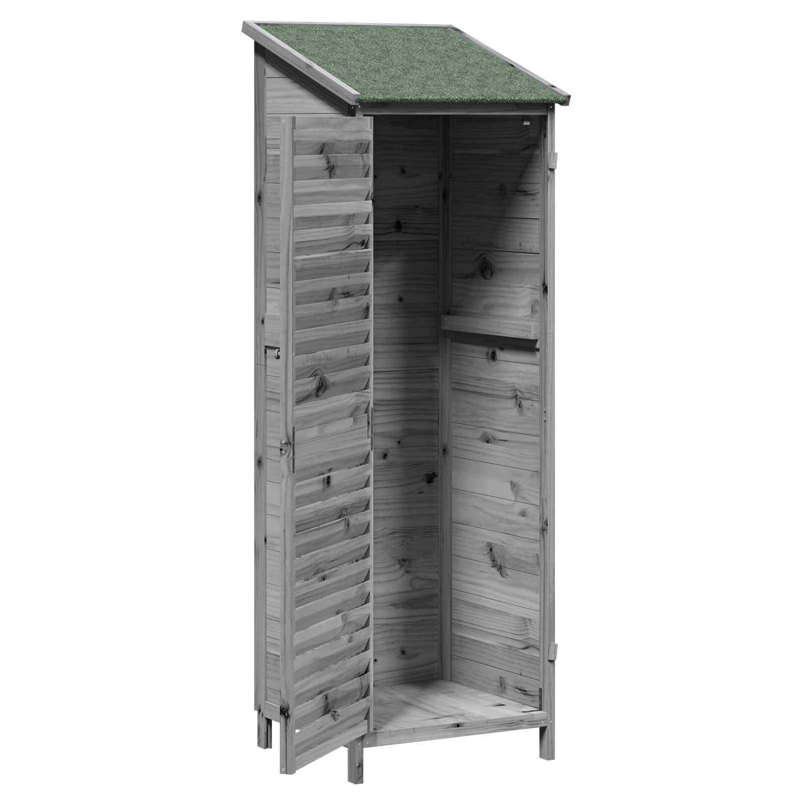 Gartenschuppen Grau 59 x 56 x 176 cm Massivholz aus Fichte