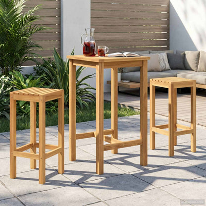 Outdoor Bar Set 3 stk. Unbehandelt Massivholz Teak