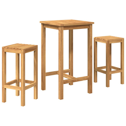 Outdoor Bar Set 3 stk. Unbehandelt Massivholz Teak