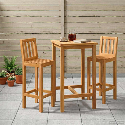 Outdoor Bar Set 3 stk. Unbehandelt Massivholz Teak