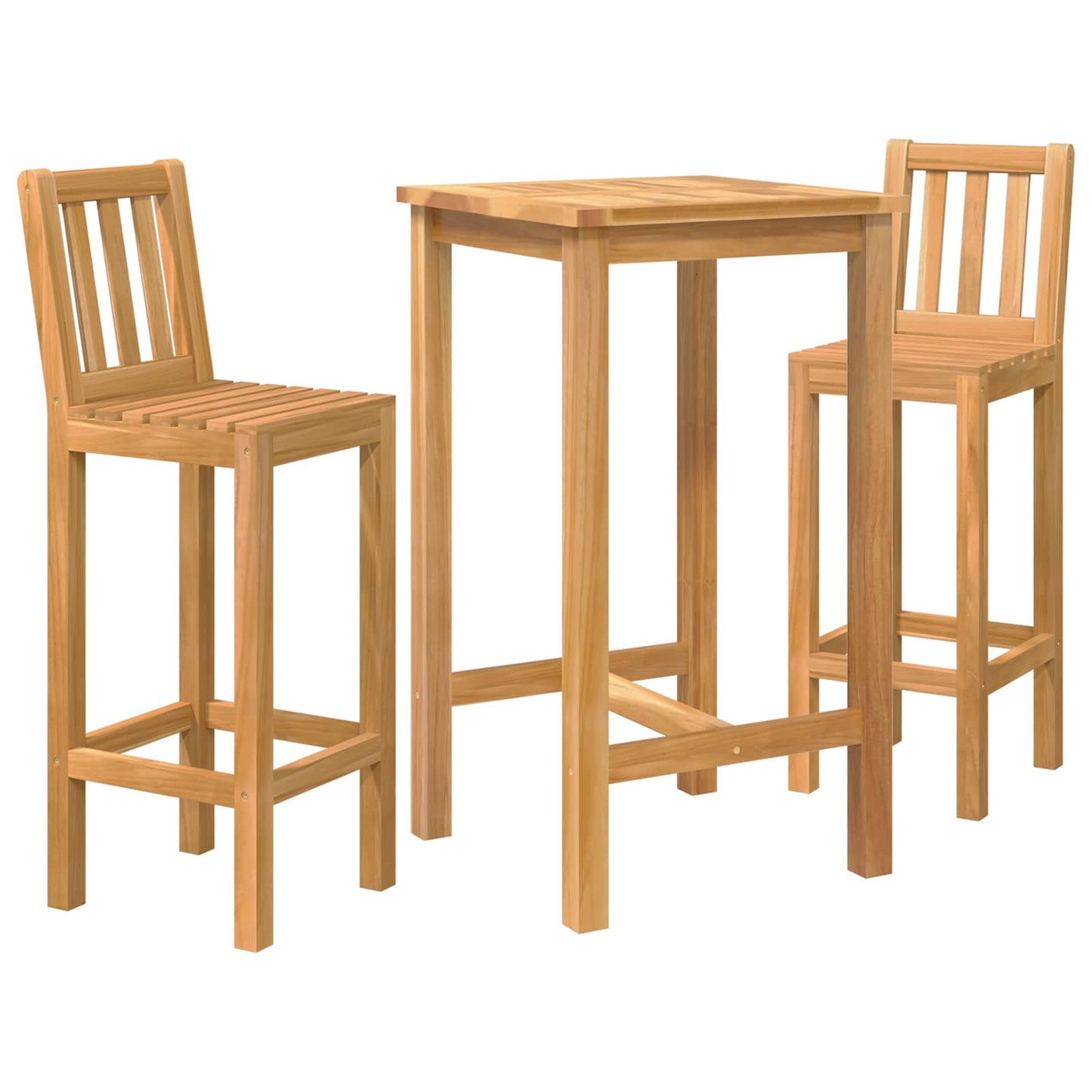 Outdoor Bar Set 3 pcs Unbehandelt Massivholz Teak