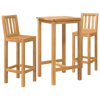 Outdoor Bar Set 3 stk. Unbehandelt Massivholz Teak
