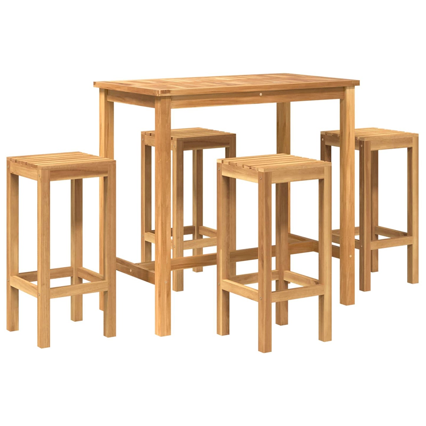 Outdoor Bar Set 5 stk. Unbehandelt Massivholz Teak