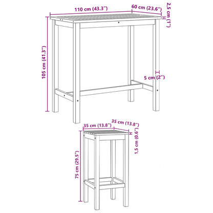 Outdoor Bar Set 5 stk. Unbehandelt Massivholz Teak