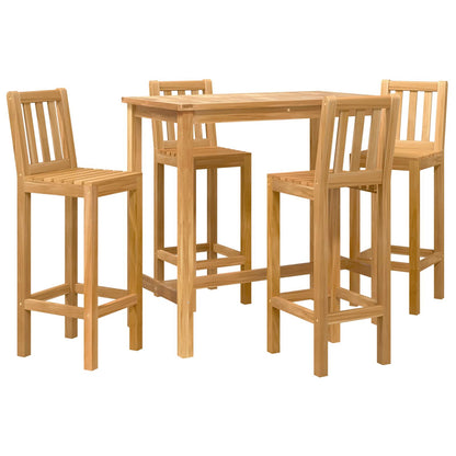 Outdoor Bar Set 5 stk. Unbehandelt Massivholz Teak