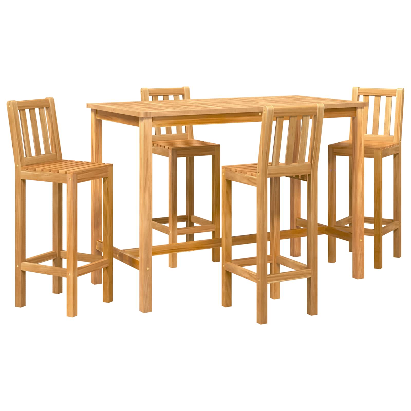 Outdoor Bar Set 5 pcs Natur Massivholz Teak