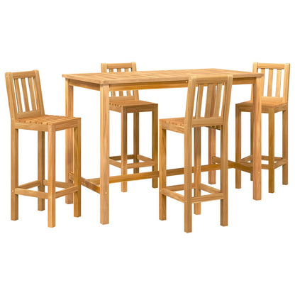 Outdoor Bar Set 5 stk. Natur Massivholz Teak