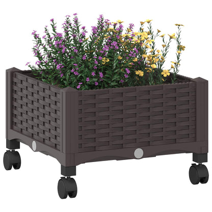 Gartenpflanzer mit Rädern Braun 40 x 40 x 29 cm PP