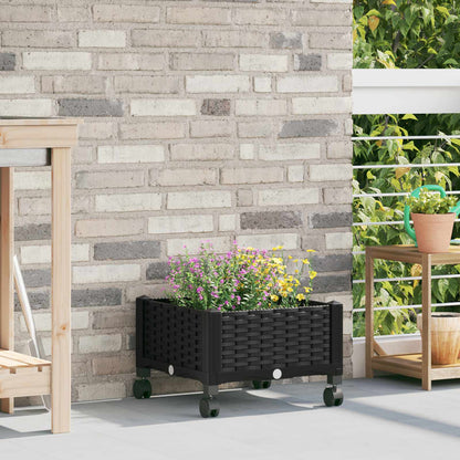 Gartenpflanzer mit Rädern Schwarz 40 x 40 x 29 cm PP