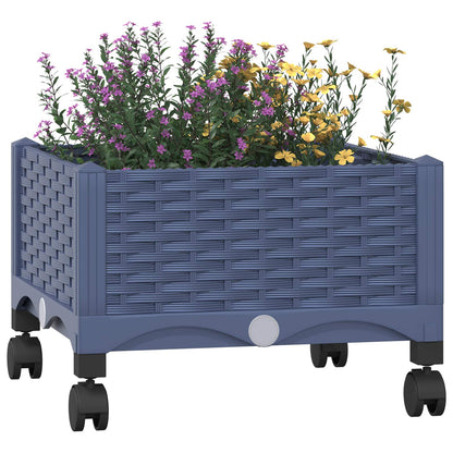 Gartenpflanzer mit Rädern Blaugrau 40 x 40 x 29 cm PP