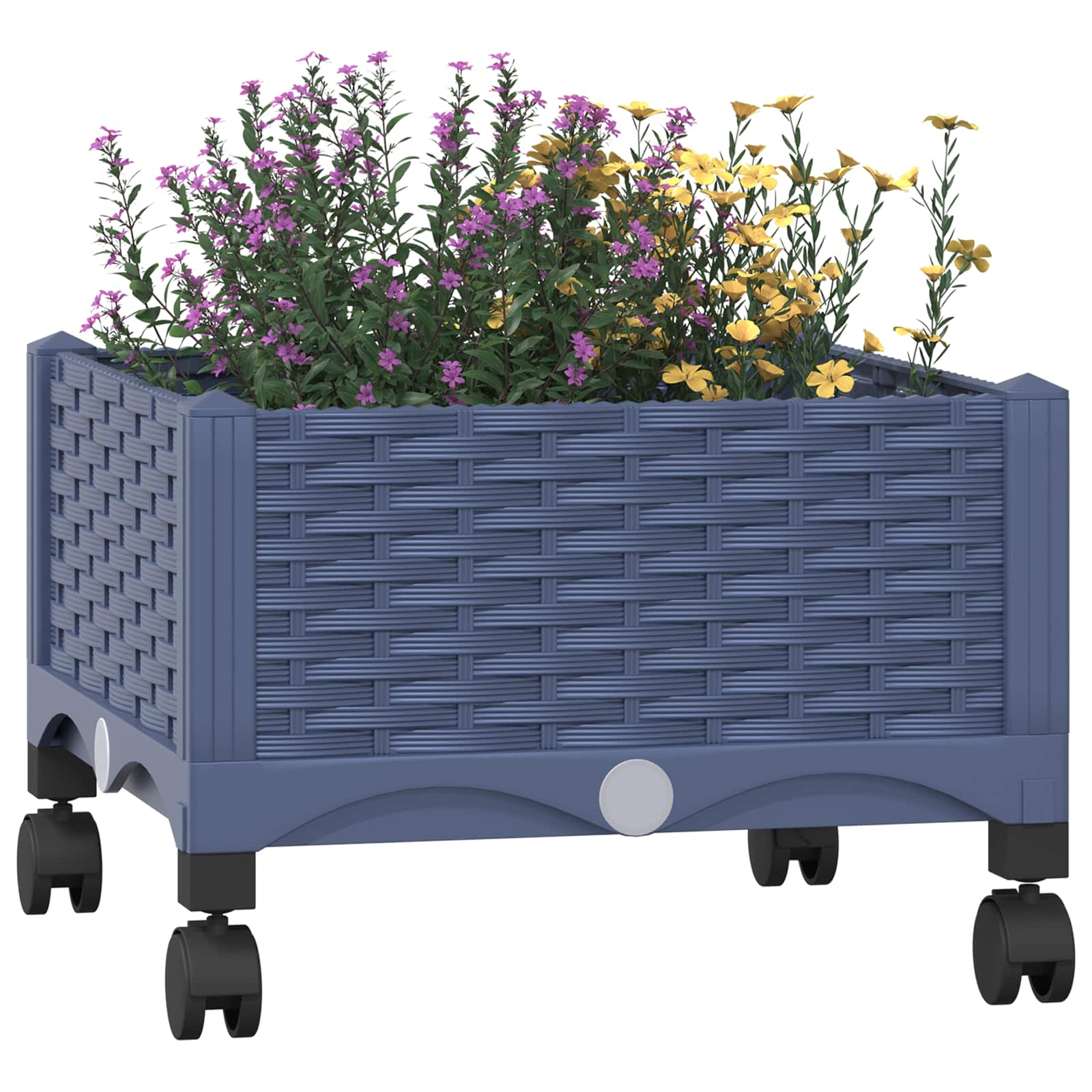 Gartenpflanzer mit Rädern Blaugrau 40 x 40 x 33 cm PP