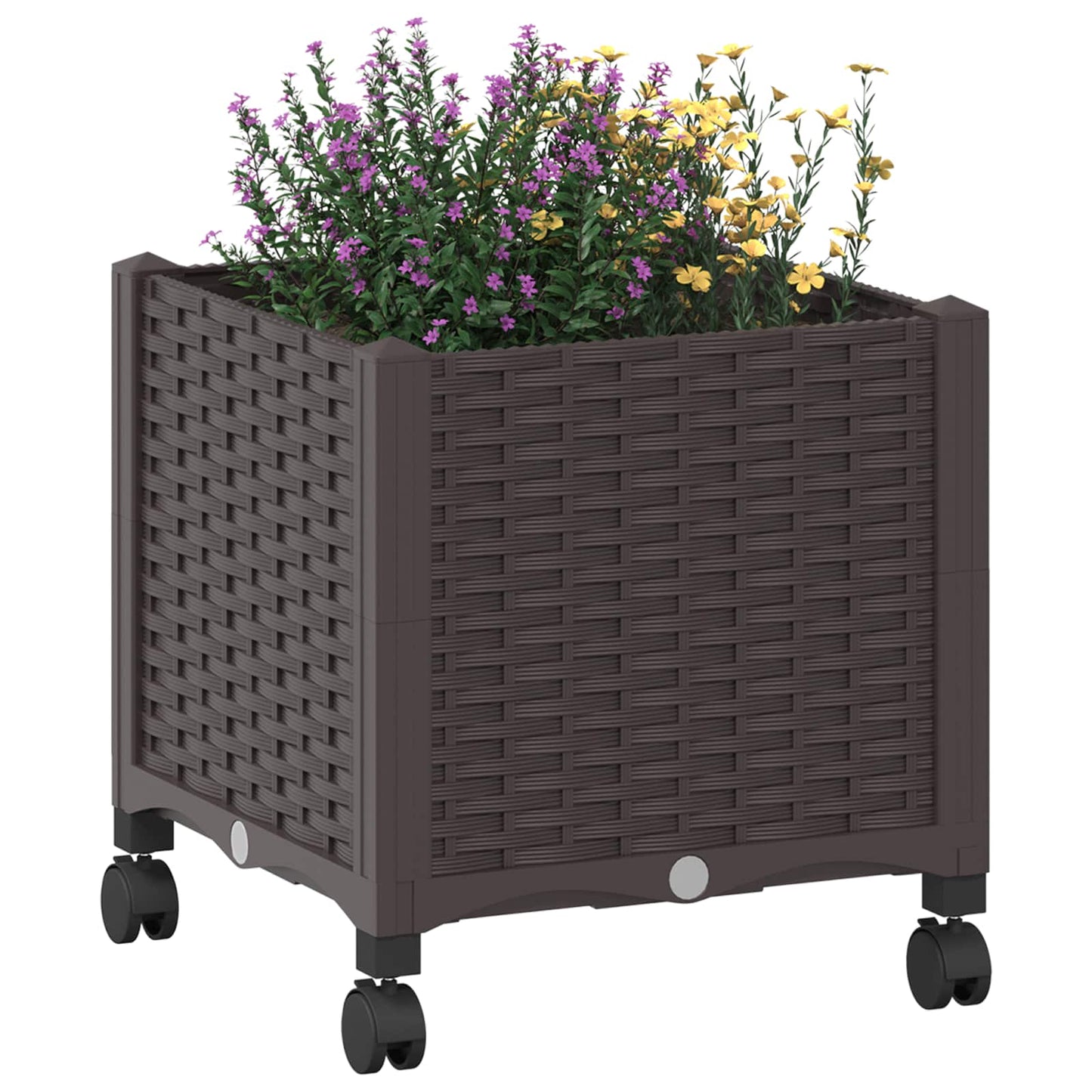 Gartenpflanzer mit Rädern Braun 40 x 40 x 44 cm PP