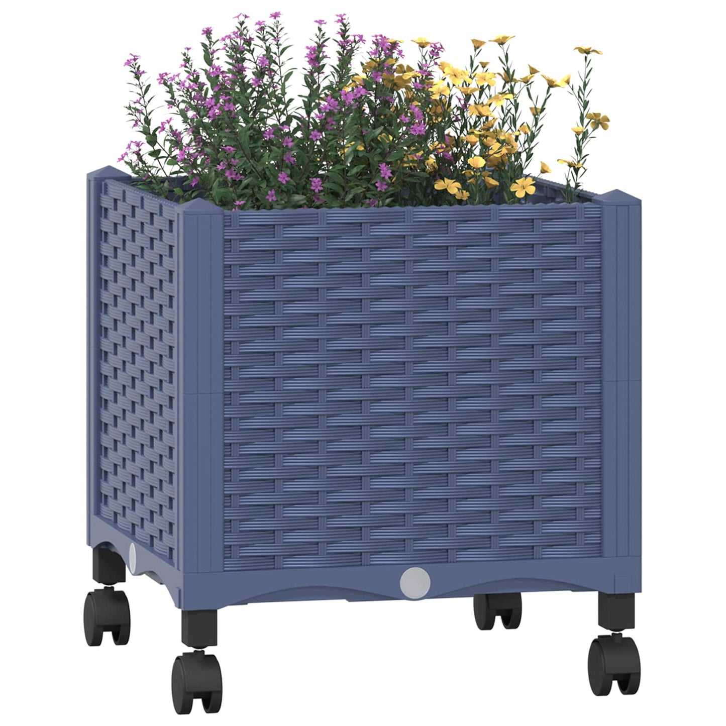 Gartenpflanzer mit Rädern Blaugrau 40 x 40 x 48 cm PP