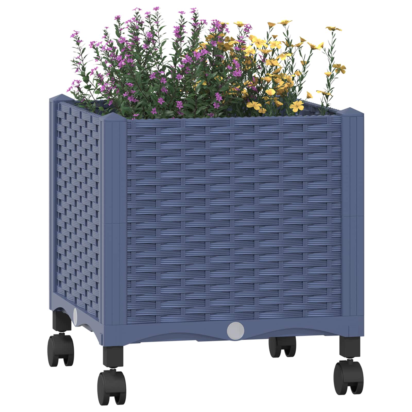 Gartenpflanzer mit Rädern Blaugrau 40 x 40 x 48 cm PP