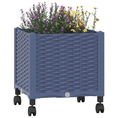 Gartenpflanzer mit Rädern Blaugrau 40 x 40 x 44 cm PP