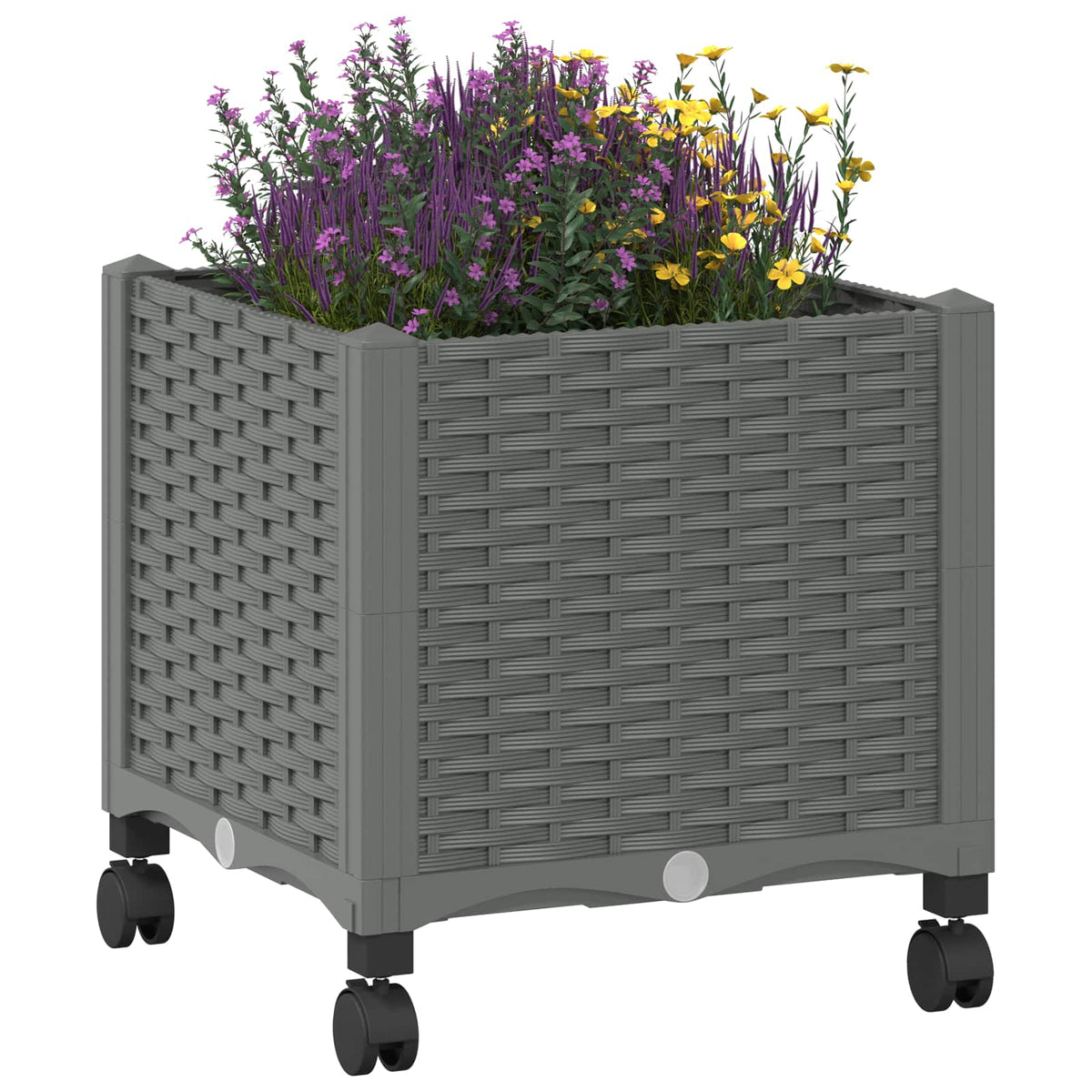 Gartenpflanzer mit Rädern Hellgrau 40 x 40 x 44 cm PP