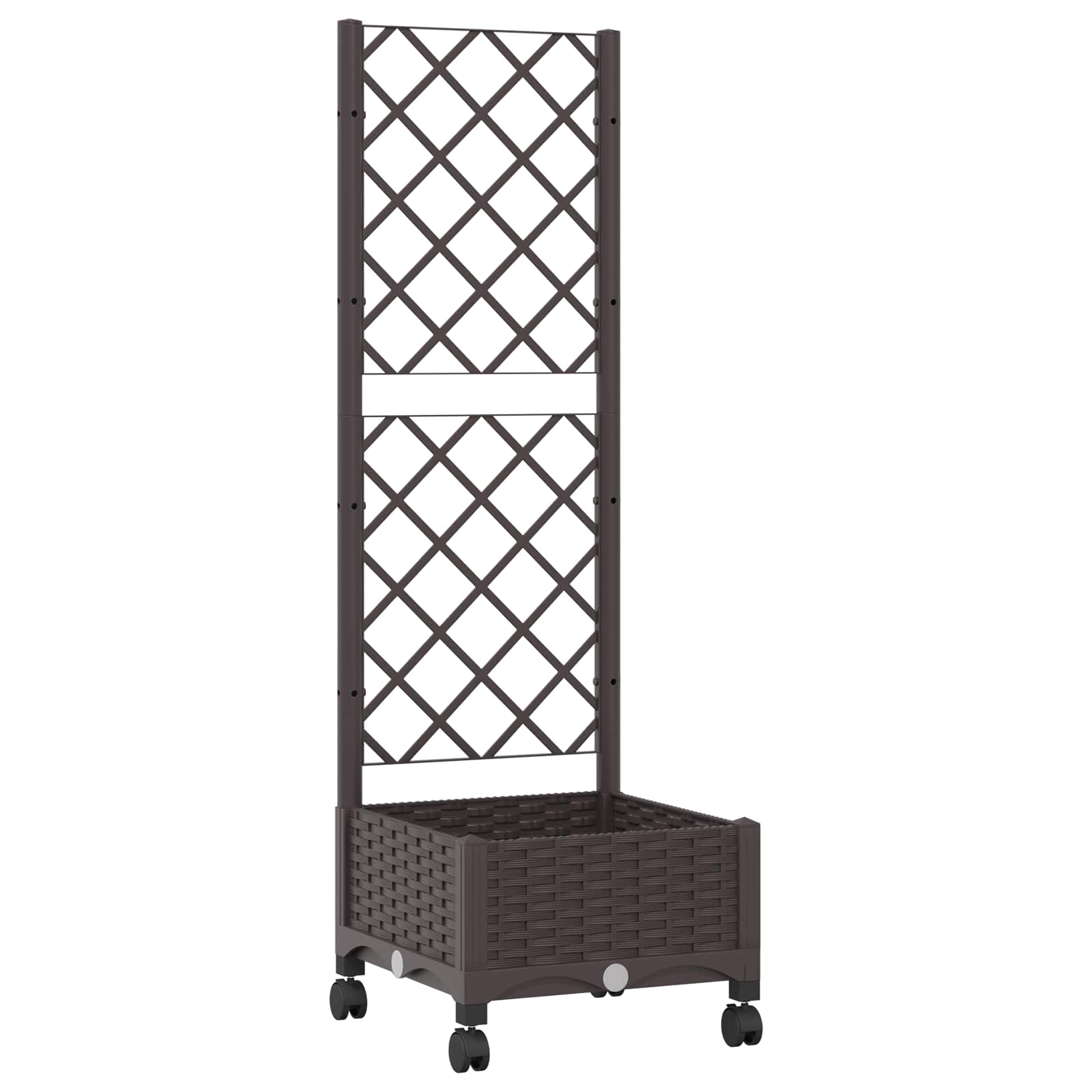 Pflanzkübel mit Spalier und Rädern Braun 40 x 40 x 131,5 cm PP