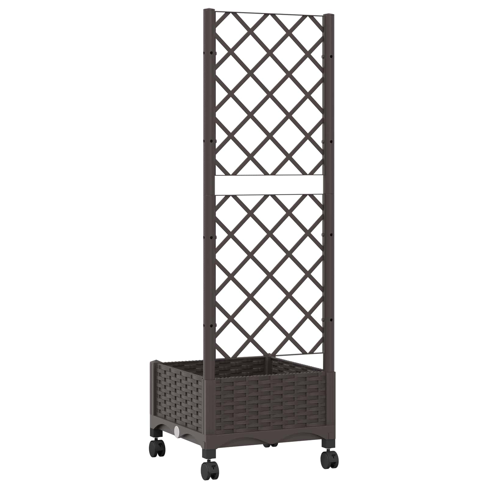 Pflanzkübel mit Spalier und Rädern Braun 40 x 40 x 131,5 cm PP