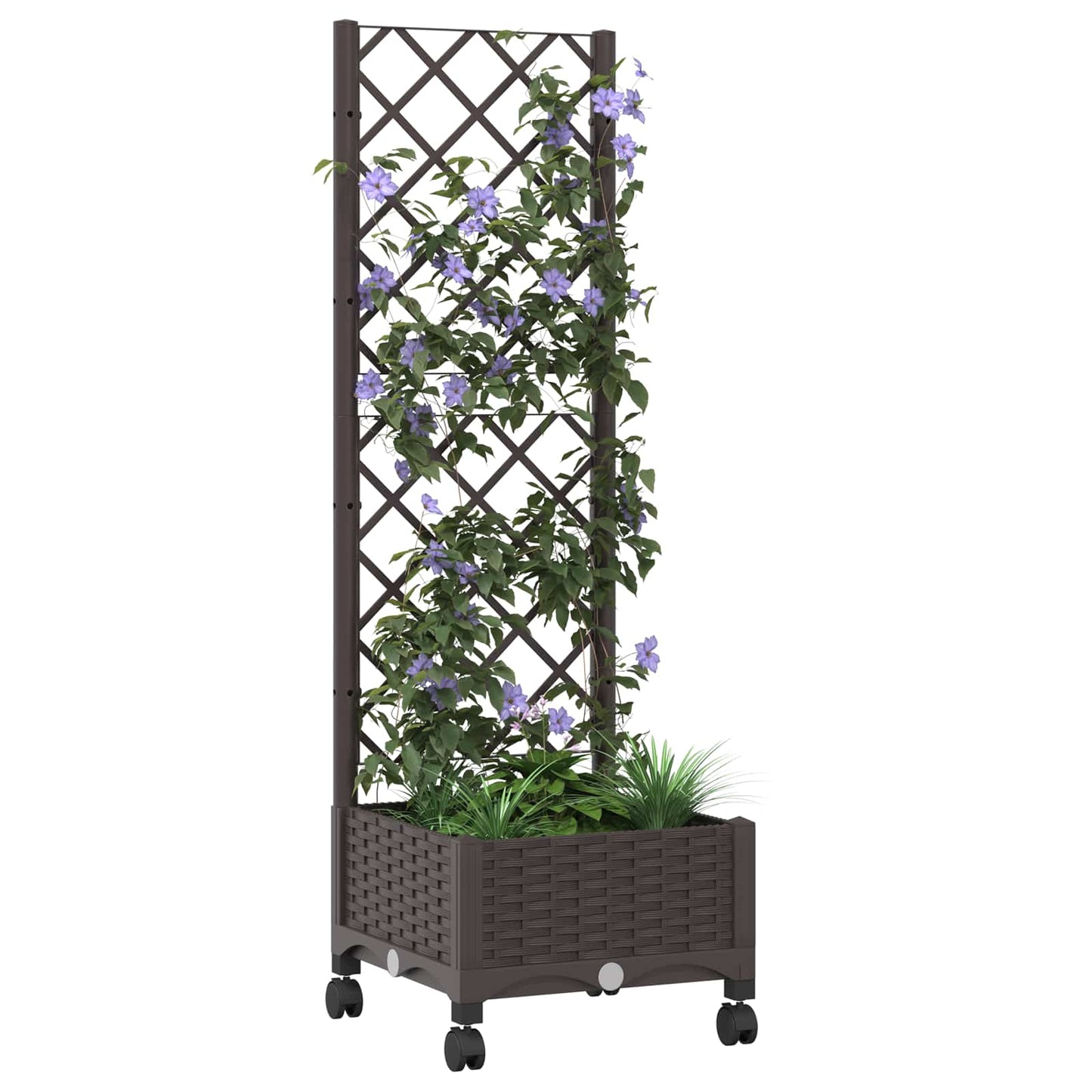Pflanzkübel mit Spalier und Rädern Braun 40 x 40 x 131,5 cm PP