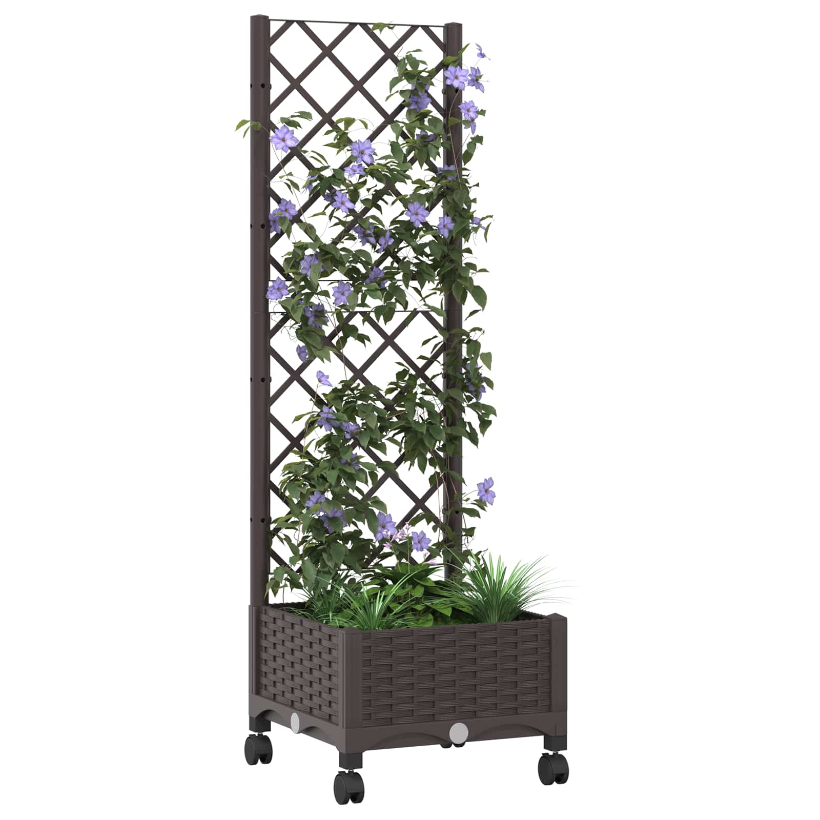 Pflanzkübel mit Spalier und Rädern Braun 40 x 40 x 131,5 cm PP