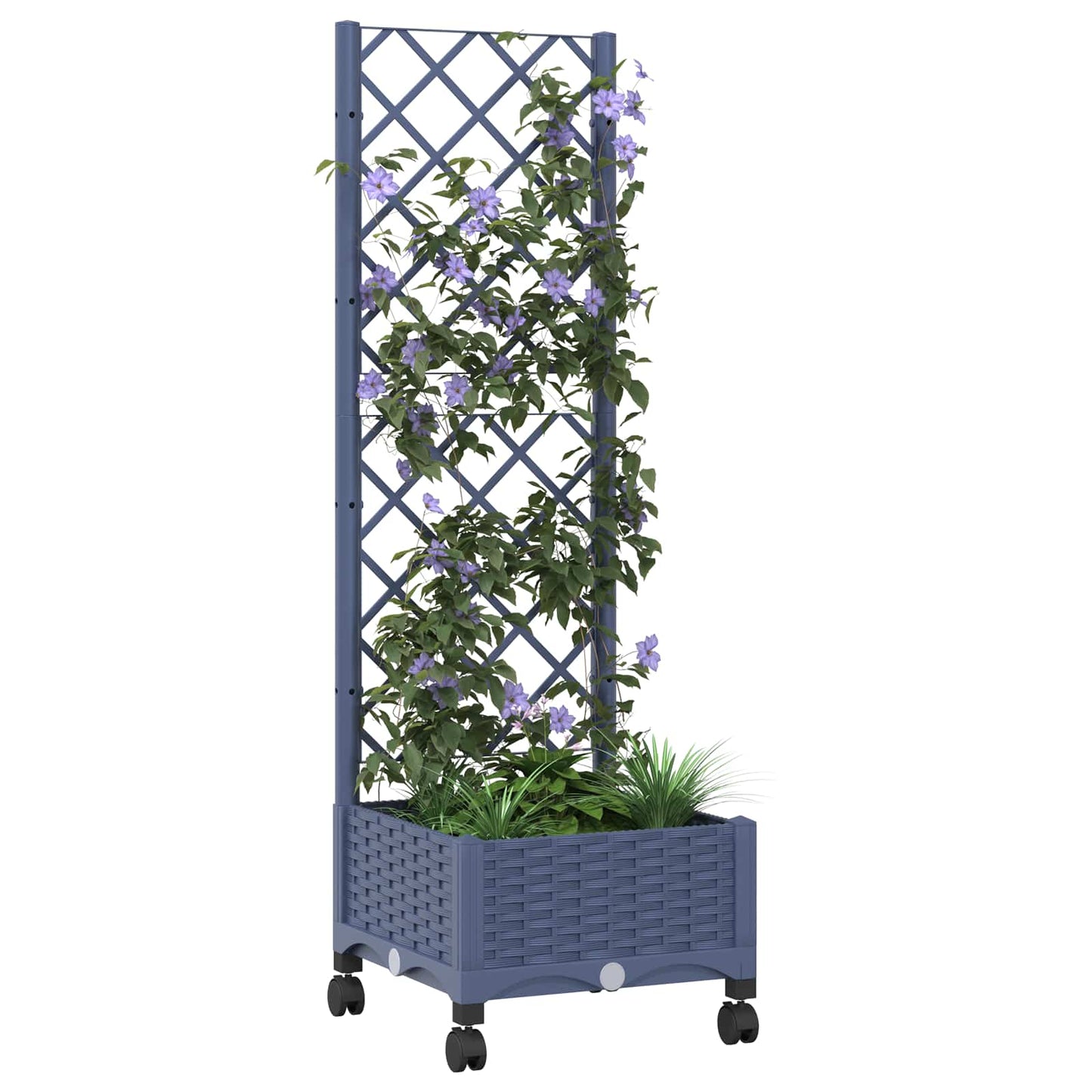 Pflanzkübel mit Spalier und Rädern Blaugrau 40 x 40 x 131,5 cm