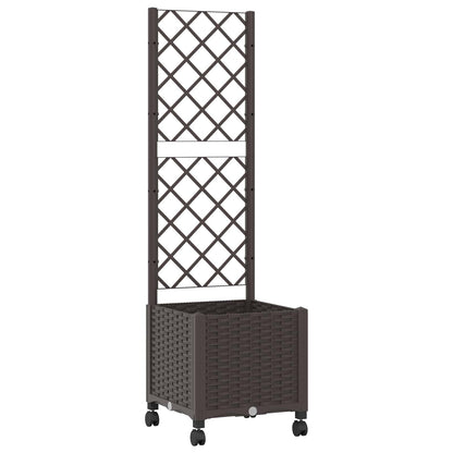 Pflanzkübel mit Spalier und Rädern Braun 40 x 40 x 146 cm PP