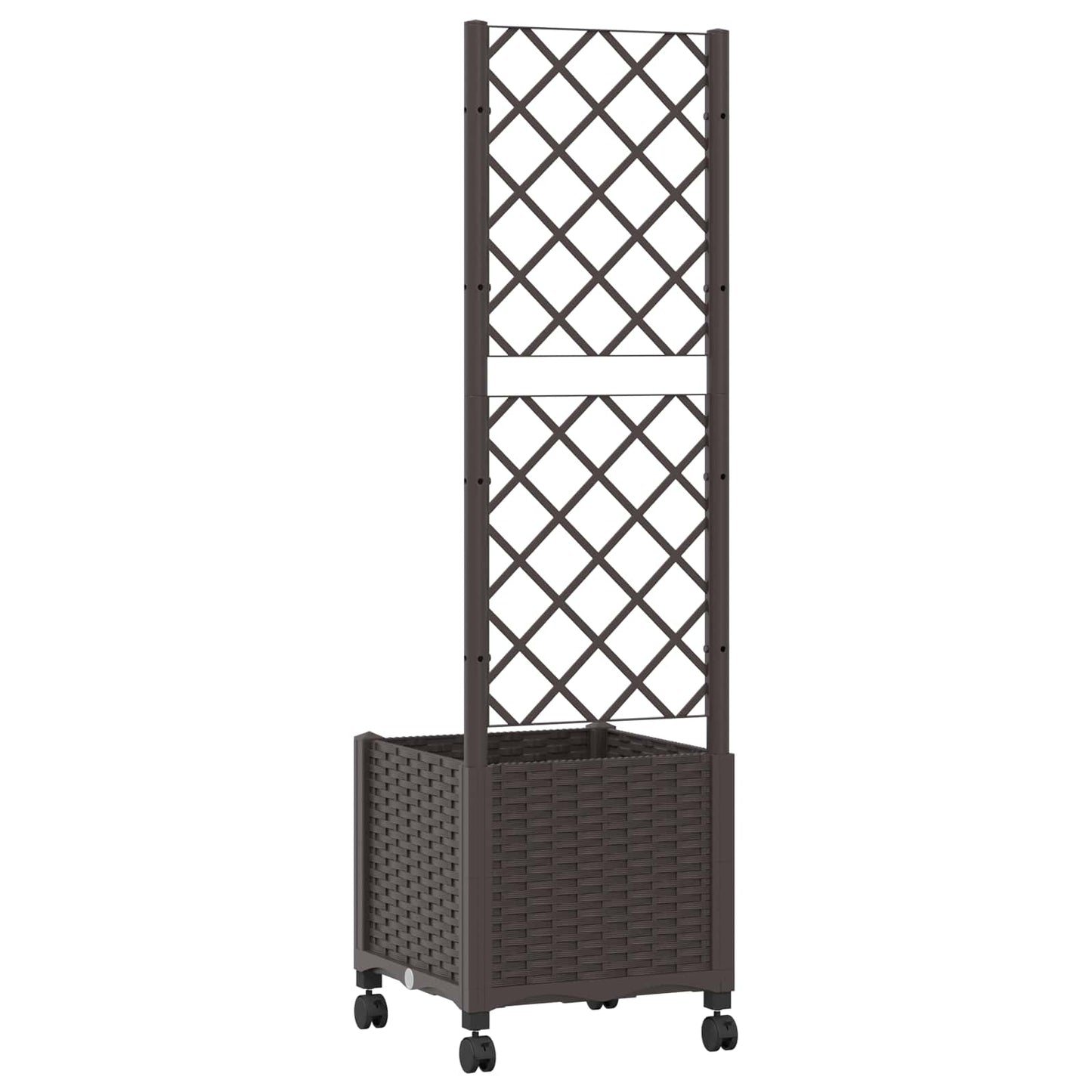 Pflanzkübel mit Spalier und Rädern Braun 40 x 40 x 146 cm PP