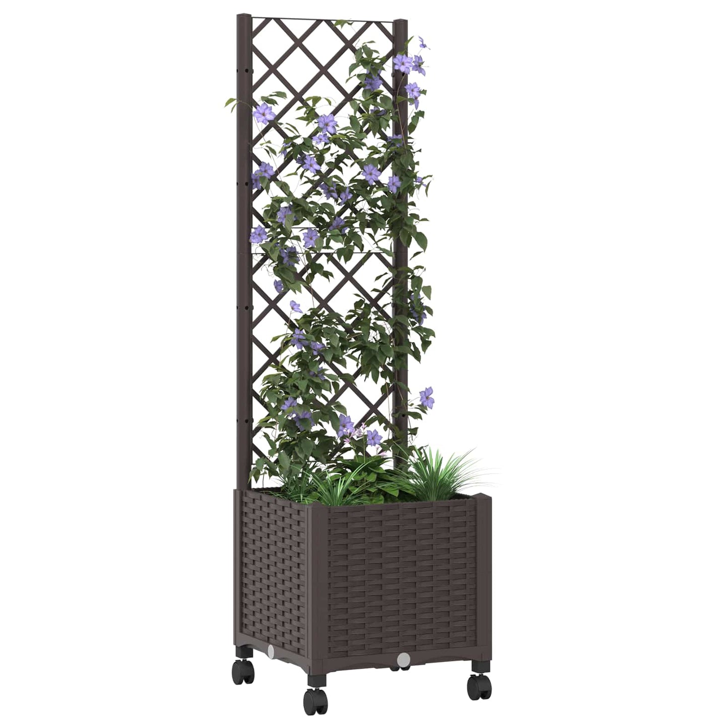 Pflanzkübel mit Spalier und Rädern Braun 40 x 40 x 146 cm PP