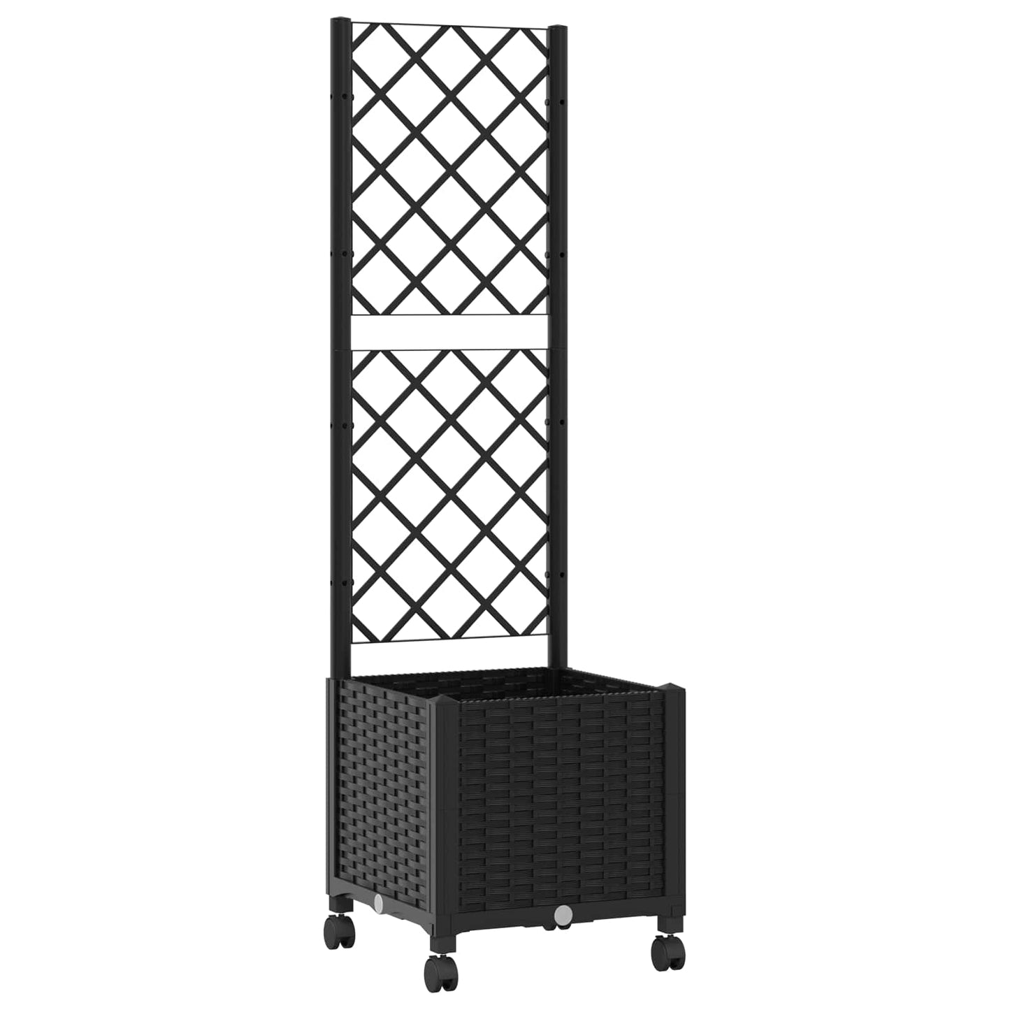 Pflanzkübel mit Spalier und Rädern Schwarz 40 x 40 x 146 cm PP