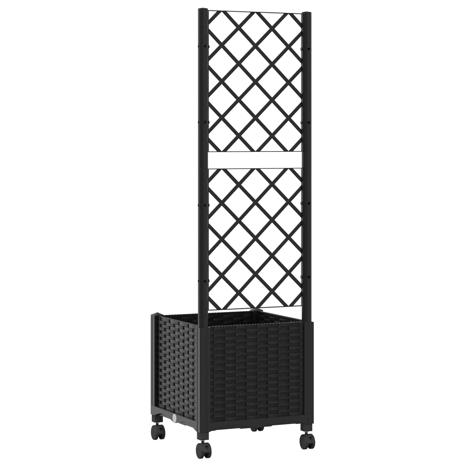 Pflanzkübel mit Spalier und Rädern Schwarz 40 x 40 x 146 cm PP