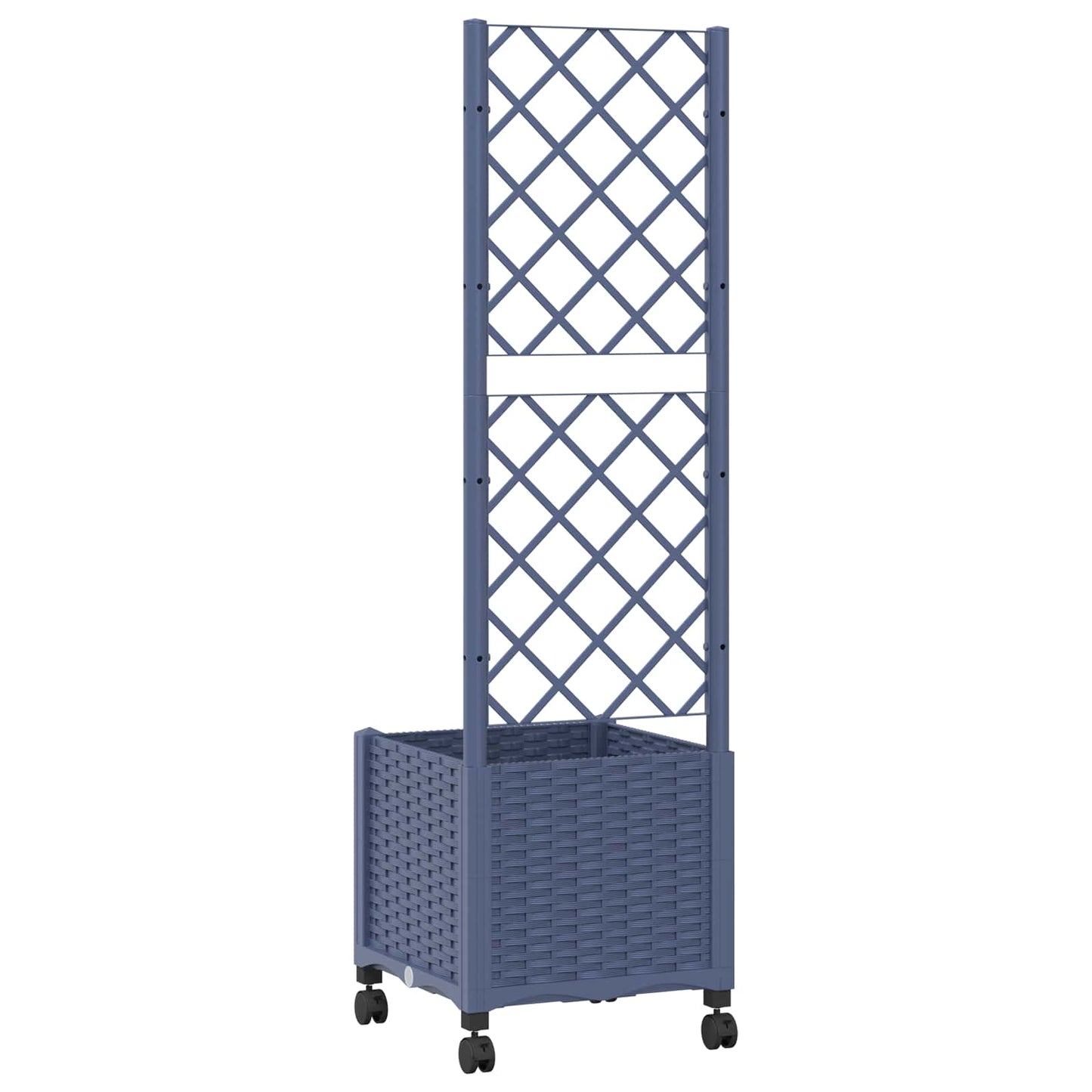 Pflanzkübel mit Spalier und Rädern Blaugrau 40 x 40 x 146 cm PP