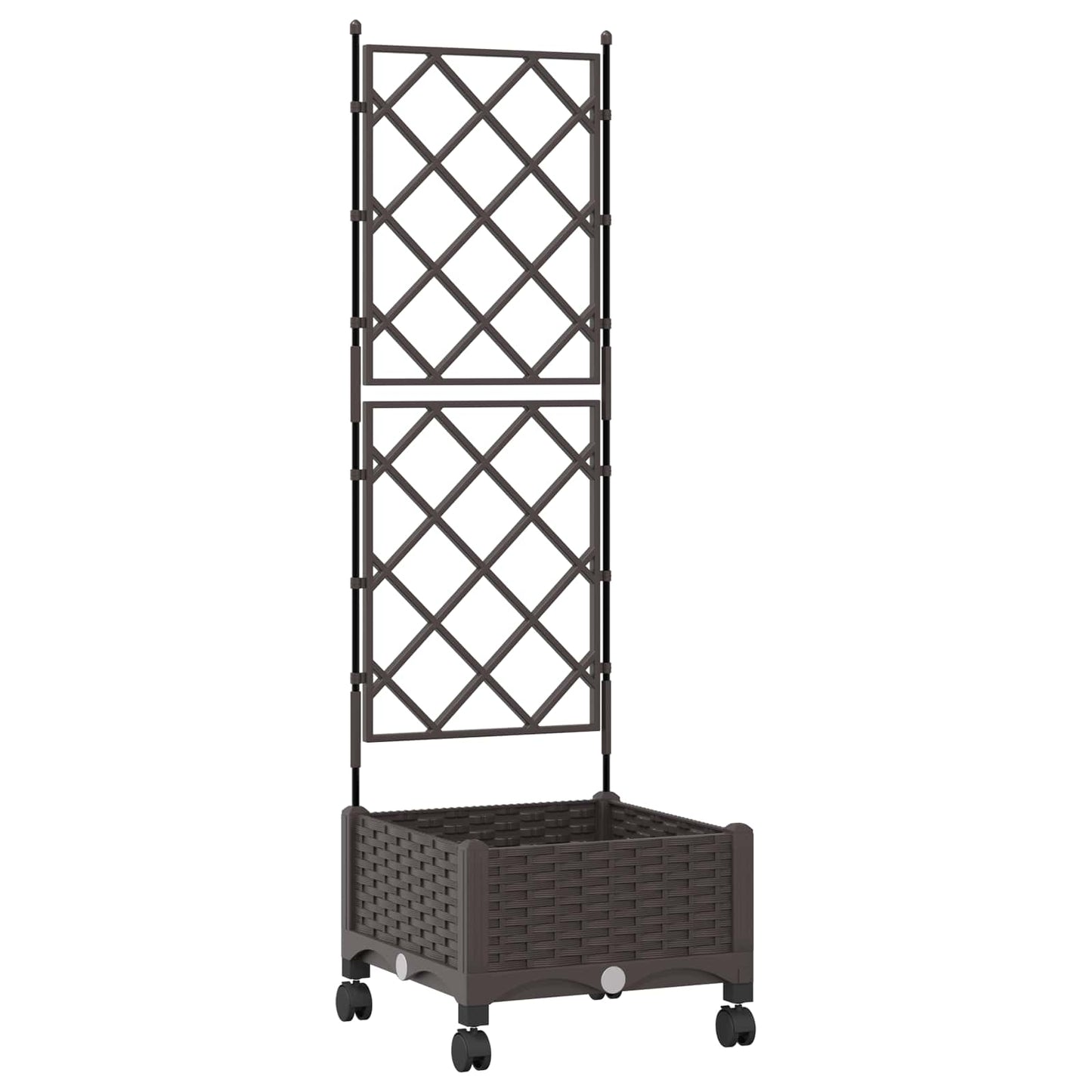 Pflanzkübel mit Spalier und Rädern Braun 40 x 40 x 131,5 cm PP