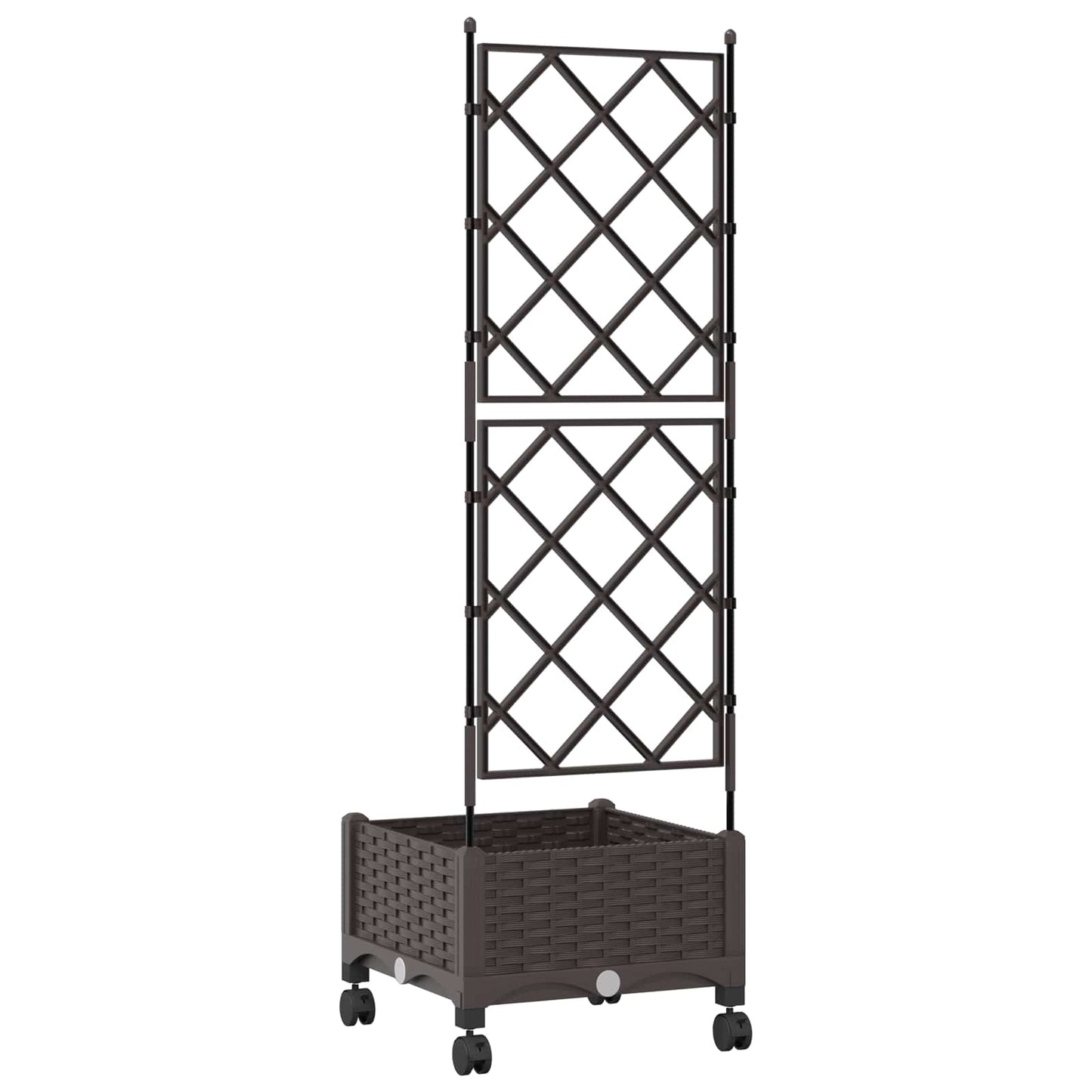 Pflanzkübel mit Spalier und Rädern Braun 40 x 40 x 131,5 cm PP