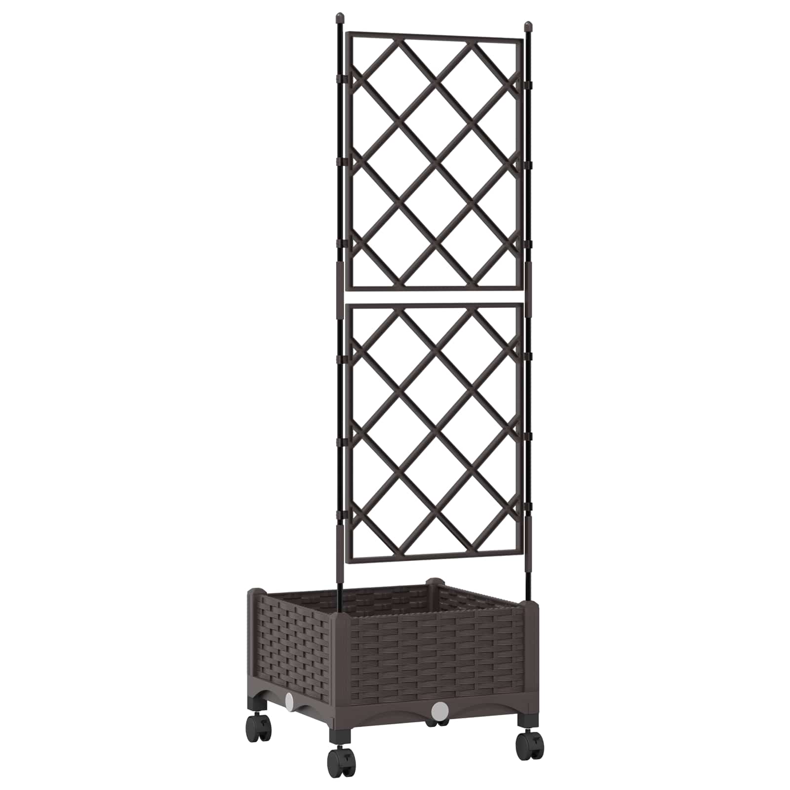 Pflanzkübel mit Spalier und Rädern Braun 40 x 40 x 131,5 cm PP